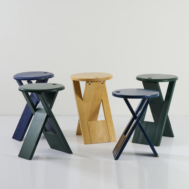 Bild 1 zu Objekt, Five 'TS' folding stools, 1970s, Roger Tallon, Sentou, Paris (zugeschrieben/attributed), 167B 569