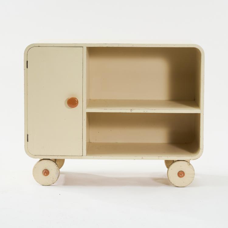 Hauptbild zu Objekt, Children's shelving unit on castors, 1930s, Niederlande, 166A 65