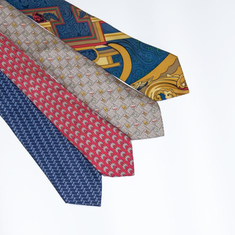 Bild 1 zu Objekt, Vier Krawatten mit verschiedenen Motiven, Herm&egrave;s, Paris, 166D 537