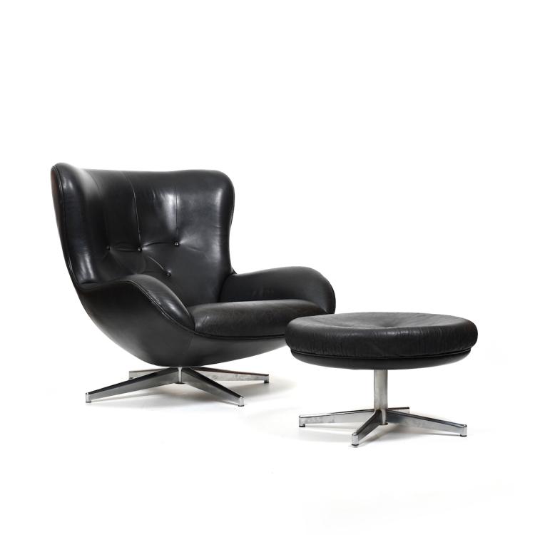 Hauptbild zu Objekt, Lounge chair 'ML 214' with ottoman, 1960s, Illum Wikkels&oslash;, Laursen, Mikael, D&auml;nemark, 166A 138