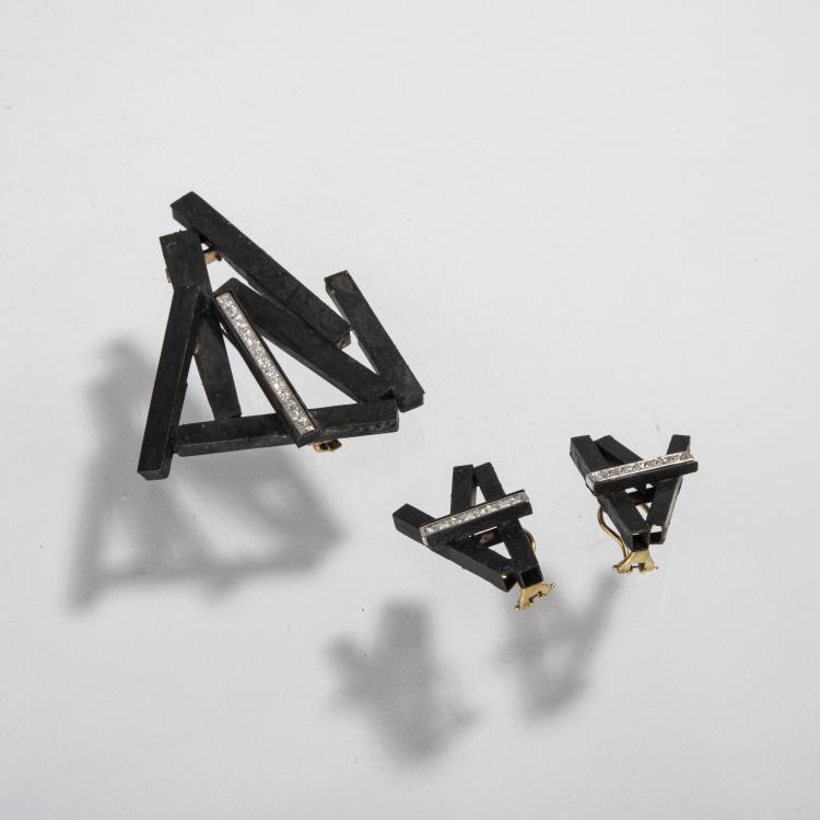 Bild 2 zu Objekt, Brosche und Ohrschmuck 'Luci e ombre', 2010/2011, Annamaria Zanella, 166C 522