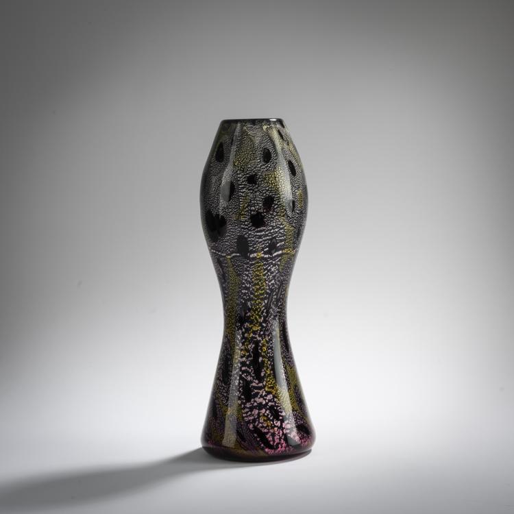 Bild 1 zu Objekt, Vase 'A reazione policrome' (A perle, Leopardo), um 1950, Giulio Radi, A.Ve.M., Murano, 167C 796
