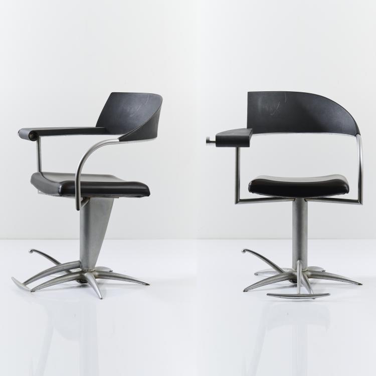 Hauptbild zu Objekt, Two 'Techno' barber chairs, 1990/91, Philippe Starck, Driade Aleph, Mailand, 167B 586