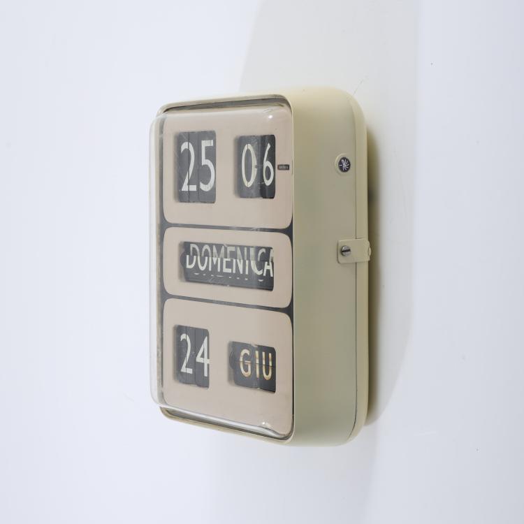 Hauptbild zu Objekt, Electric wall clock 'Cifra' with calendar, c. 1965, Gino Valle, Solari, Udine, 167A 107