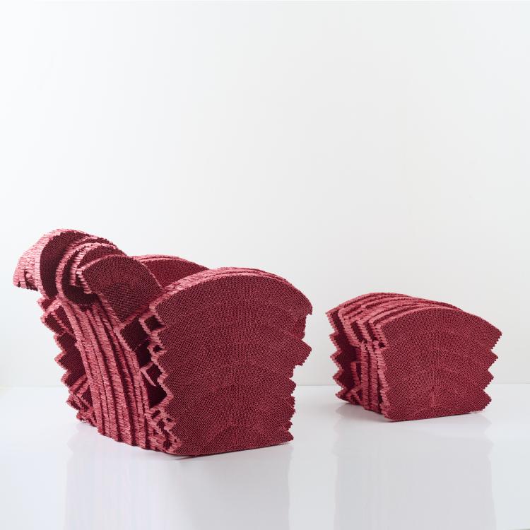 Bild 4 zu Objekt, 'Red Beaver' armchair with ottoman, 1980, Frank O. Gehry, Vitra Design, Weil am Rhein, 167B 573