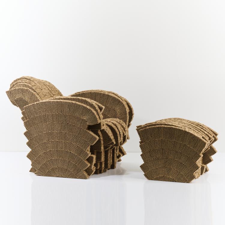 Hauptbild zu Objekt, 'Little Beaver' armchair with ottoman, 1980, Frank O. Gehry, Vitra Design, Weil am Rhein, 167B 583