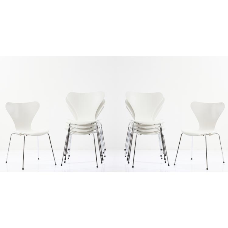 Hauptbild zu Objekt, Zehn St&uuml;hle '3107', 1955, Arne Jacobsen, Fritz Hansen, Aller&oslash;d, 167B 490