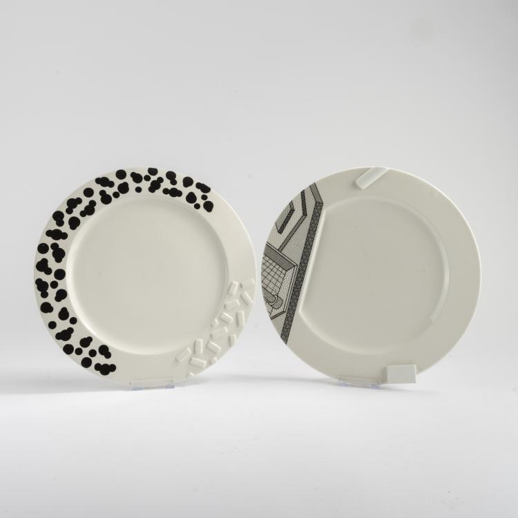 Hauptbild zu Objekt, Two plates 'Rucola' and 'Lettuce', 1985, Ettore Sottsass, Flavia, Montelupo Fiorentino; Memphis, Mailand, 167A 100