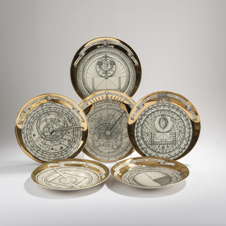 Hauptbild zu Objekt, Sechs Teller 'Astrolabio', 1965-70, Piero Fornasetti, Fornasetti, Mailand, 167A 125