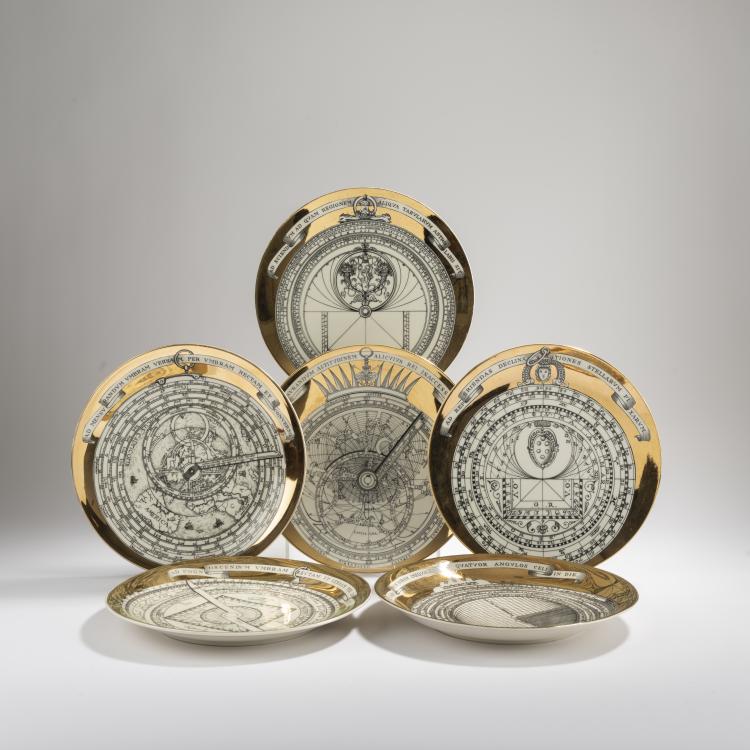 Bild 1 zu Objekt, Sechs Teller 'Astrolabio', 1965-70, Piero Fornasetti, Fornasetti, Mailand, 167A 125