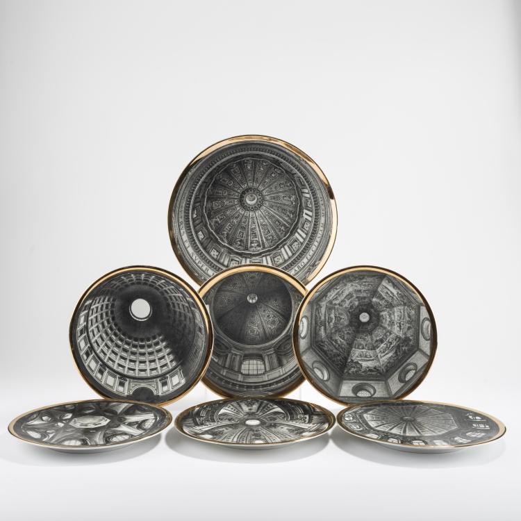 Bild 1 zu Objekt, Sieben Teller 'Cupole d'Italia', 1950er Jahre, Piero Fornasetti, Fornasetti, Mailand, 167A 126