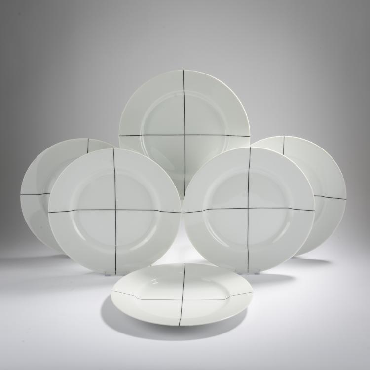 Hauptbild zu Objekt, Six 'Signature black' plates, 1993, Richard Meier, Swid Powell, New York, 167B 397