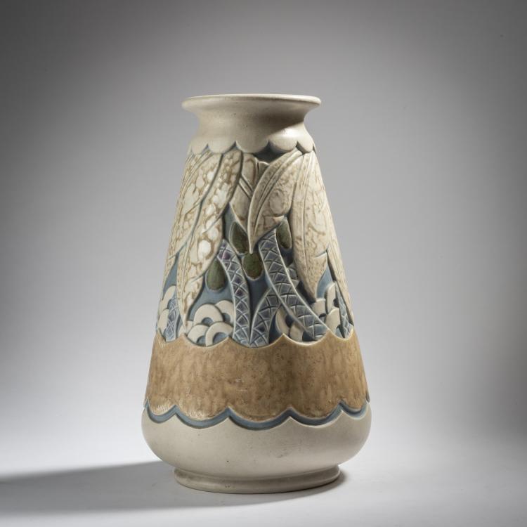 Bild 1 zu Objekt, Tall 'Palmtrees' vase, c. 1930, G&eacute;o(rges) Cond&eacute;, Mougin, Nancy, 168B 463