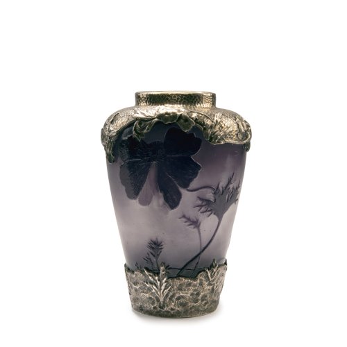 Vase 'Pavots' mit Silbermontierung von Georges Falkenberg, um 1895