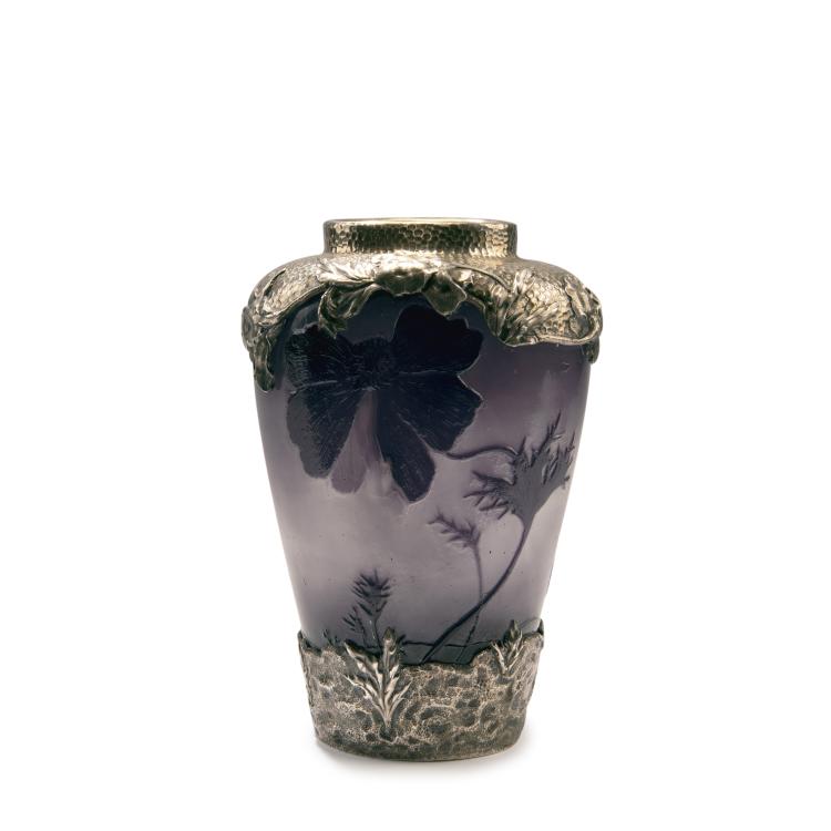 Hauptbild zu Objekt, 'Pavots' vase with silver mounting by Georges Falkenberg, c. 1895, Emile Gall&eacute;,Georges Falkenberg, Gall&eacute;, Nancy, 168A 121