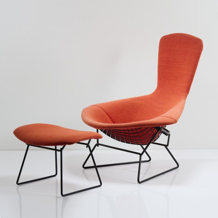 Bild 1 zu Objekt, 'Bird Chair' armchair with ottoman, 1950, Harry Bertoia, Knoll International, New York, 167B 458