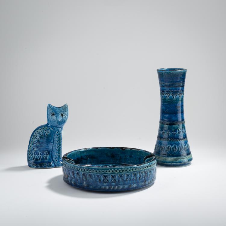 Hauptbild zu Objekt, Vase, Aschenbecher, Katze aus der Serie 'Rimini blu', 1950er Jahre, Aldo Londi, Bitossi, Montelupo, 167A 95