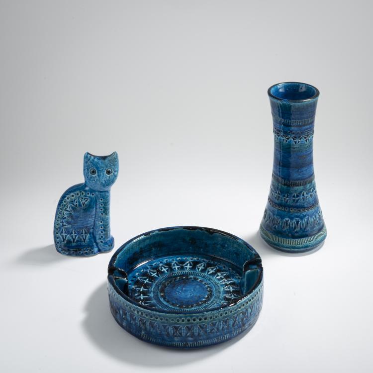Bild 1 zu Objekt, Vase, Aschenbecher, Katze aus der Serie 'Rimini blu', 1950er Jahre, Aldo Londi, Bitossi, Montelupo, 167A 95