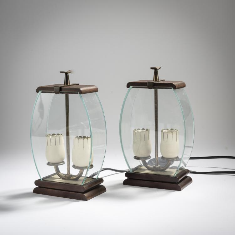 Bild 1 zu Objekt, Zwei Nachttischleuchten, 1940er Jahre, Pietro Chiesa (zugeschrieben), Fontana Arte, Mailand, 167A 13