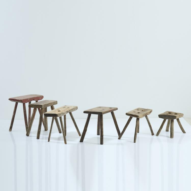 Bild 1 zu Objekt, Sechs Holzschemel, um 1900, Schweden, 167B 335