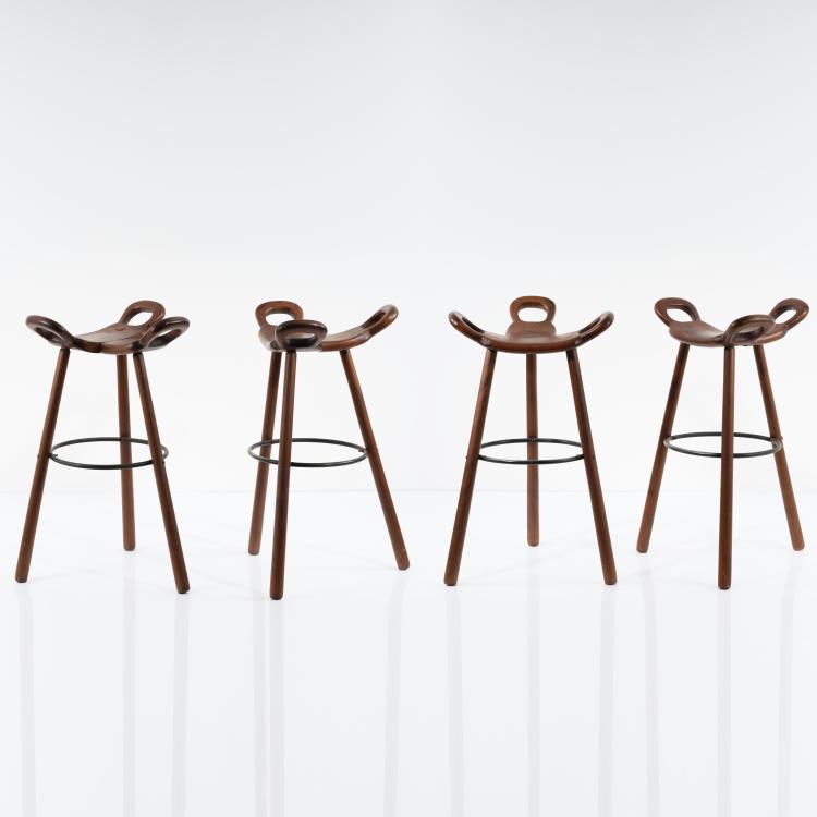 Hauptbild zu Objekt, F&uuml;nf Barhocker, 1950er Jahre, Skandinavien, 167B 487