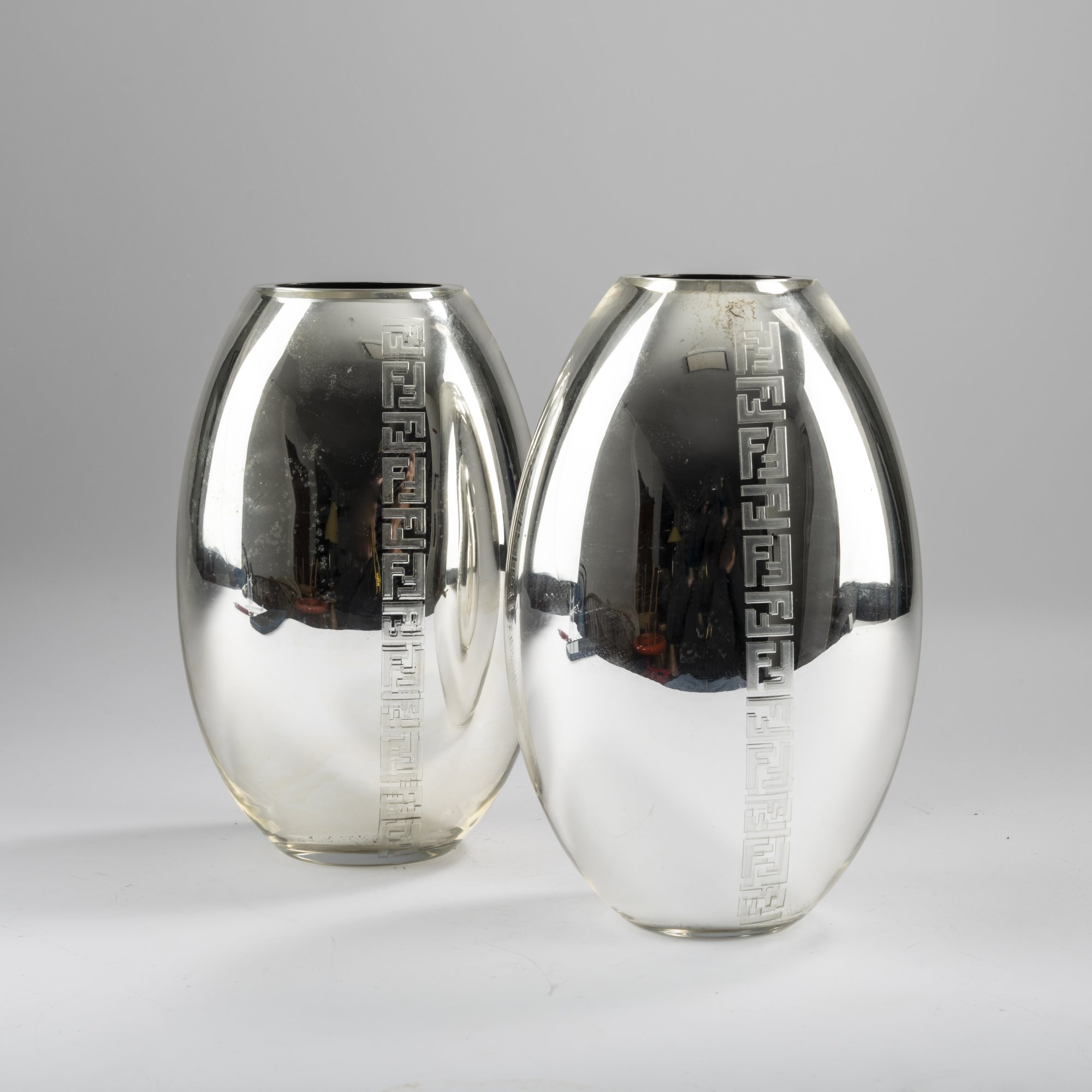 Two mirror vases 2010s Fendi Rom Lot 744 Murano Glass