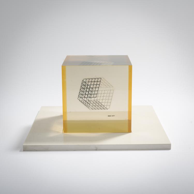 Hauptbild zu Objekt, 'Deformazione ottico-dinamica - Cubo Serie a reticolo H', 1959-1963, Enzo Mari, Danese, Mailand, 167A 140