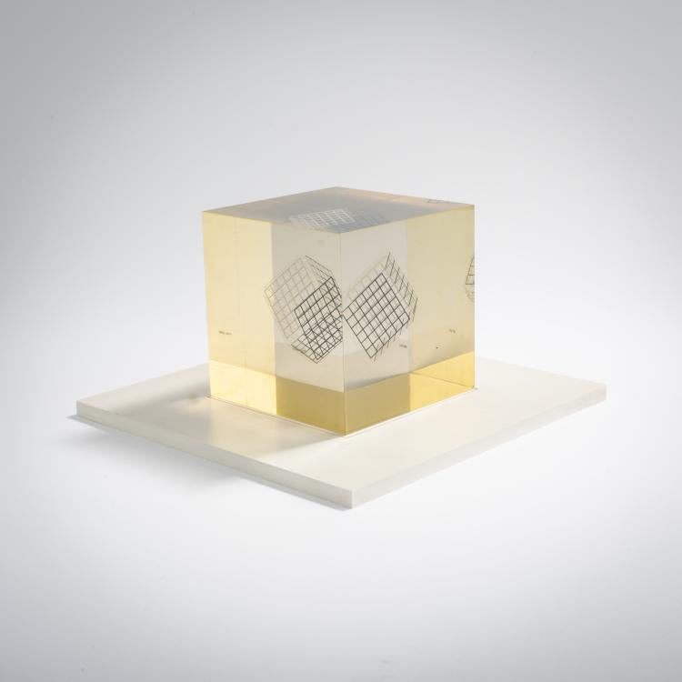 Bild 2 zu Objekt, 'Deformazione ottico-dinamica - Cubo Serie a reticolo H', 1959-1963, Enzo Mari, Danese, Mailand, 167A 140