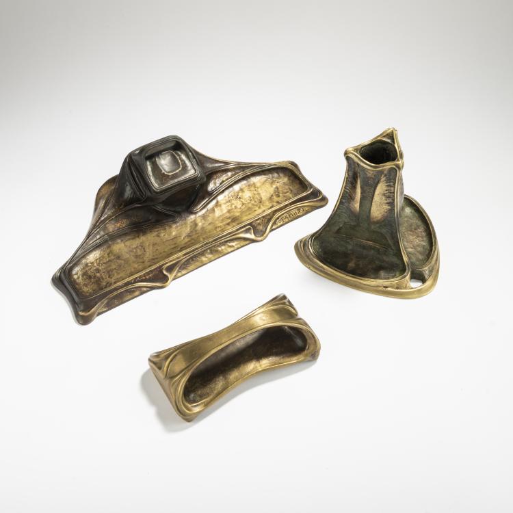 Hauptbild zu Objekt, Dreiteiliges Schreibset, um 1902-04, Gustav Gurschner, Maison Moderne, Paris, 168B 390