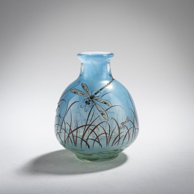 Bild 2 zu Objekt, Seltene 'Clair de Lune'-Vase 'Grenouilles, Libellule', wohl um 1920, Emile Gall&eacute;, Gall&eacute;, Nancy, 168A 99