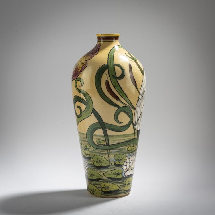 Bild 3 zu Objekt, Vase 'Seenlandschaft mit Storch', um 1900, Italien, 168B 507