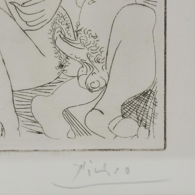 Bild 1 zu Objekt, 'Rapha&euml;l et la Fornarina XVI: le Pape est toujours sur son pot songeur' (Tafel 311 aus der Serie 347), 1968, Pablo Picasso, 169E 1004