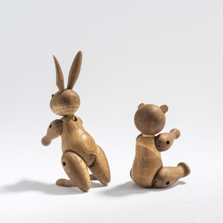 Bild 2 zu Objekt, Zwei Holzfiguren: B&auml;r, 1952, und Hase, 1957, Kay Bojesen, Bojesen, Kay, Kopenhagen, 169C 639