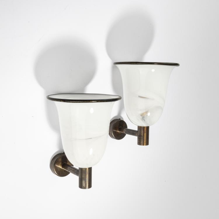 Hauptbild zu Objekt, Zwei Wandleuchten, 1980er Jahre, Barovier & Toso, Murano, 169C 748