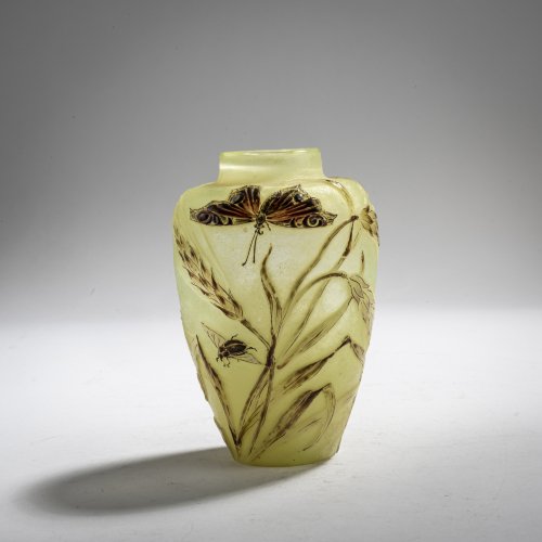 Kleine 'Clair de Lune'-Vase 'Epis de blé et Insectes', 1884-89