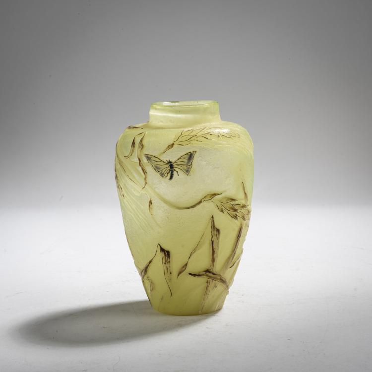 Bild 1 zu Objekt, Small  'Clair de Lune'-'Epis de bl&eacute; et Insectes' vase, 1884-89, Emile Gall&eacute;, Gall&eacute;, Nancy, 168A 100