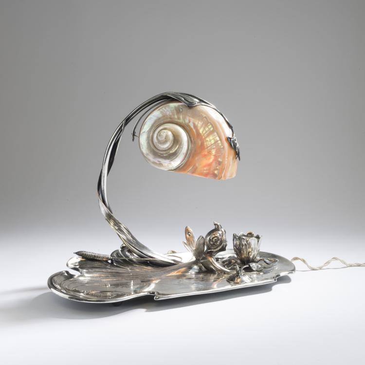 Bild 1 zu Objekt, 'Nautilus'-Tischleuchte mit Tintenzeug, um 1900, Hacker, Moritz, Wien, 168B 372