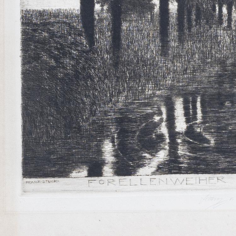 Bild 1 zu Objekt, 'Forellenweiher', around 1890, Franz von Stuck, 169E 932