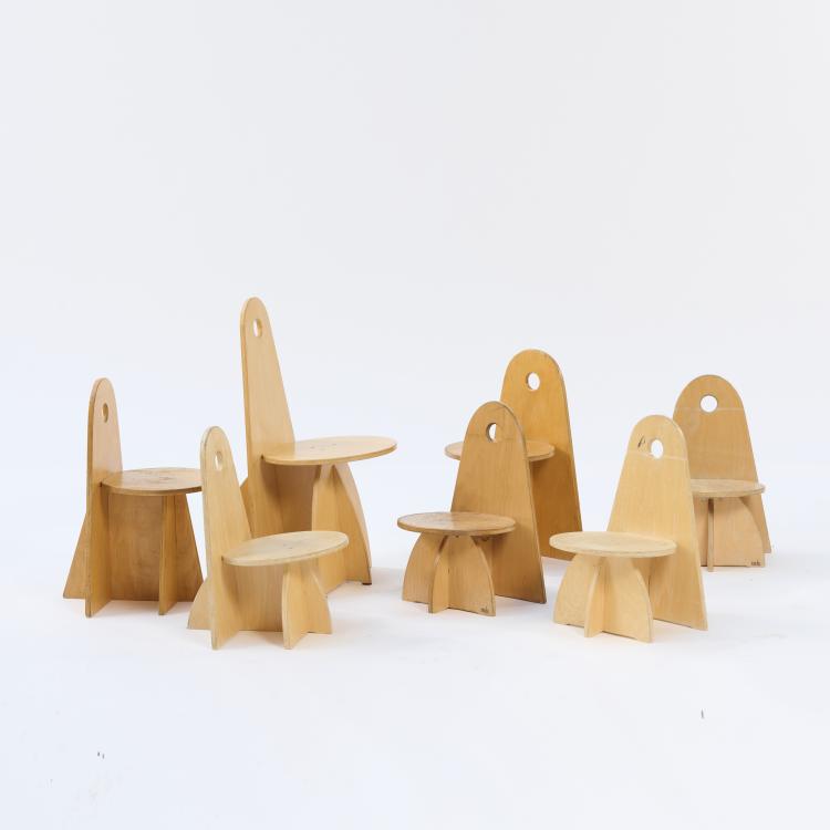 Bild 1 zu Objekt, Sieben Kinderst&uuml;hle 'Apollo' - '3017', 1980er Jahre, Jacobus Johannes Josephus Verzuu (im Stile von), ADO, Berg en Bosch, 169C 751