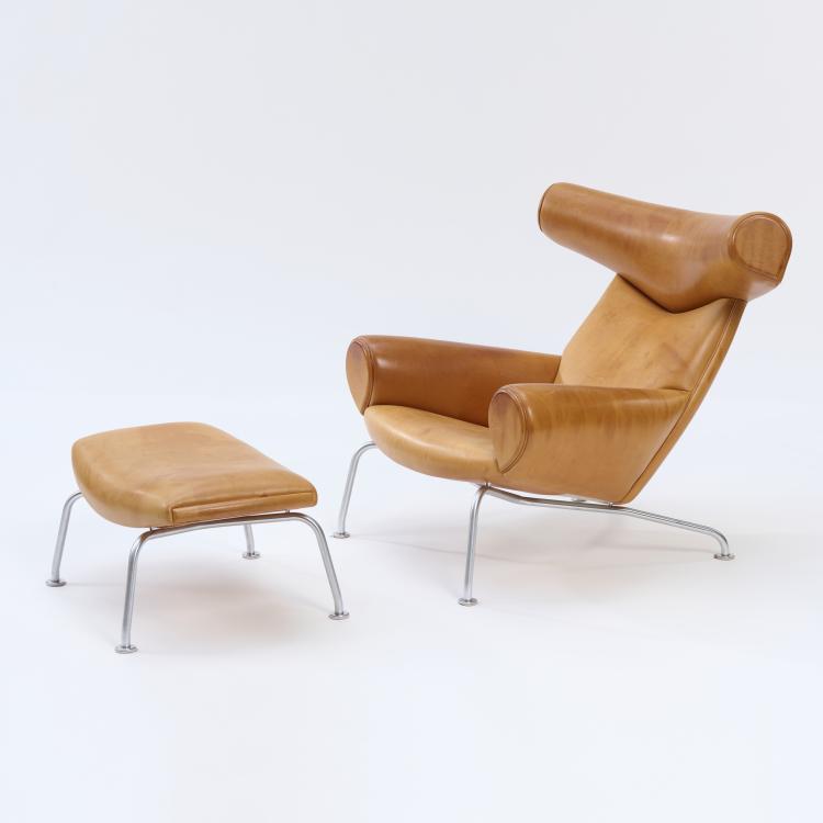 Bild 3 zu Objekt, Armlehnsessel 'Ox chair' mit Ottoman, 1960, Hans J. Wegner, J&oslash;rgensen, Erik, M&oslash;belfabik A/S, Svendborg, 169A 159