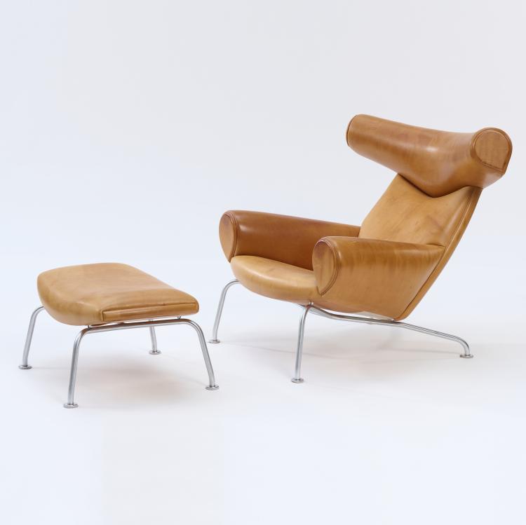 Bild 4 zu Objekt, Armlehnsessel 'Ox chair' mit Ottoman, 1960, Hans J. Wegner, J&oslash;rgensen, Erik, M&oslash;belfabik A/S, Svendborg, 169A 159
