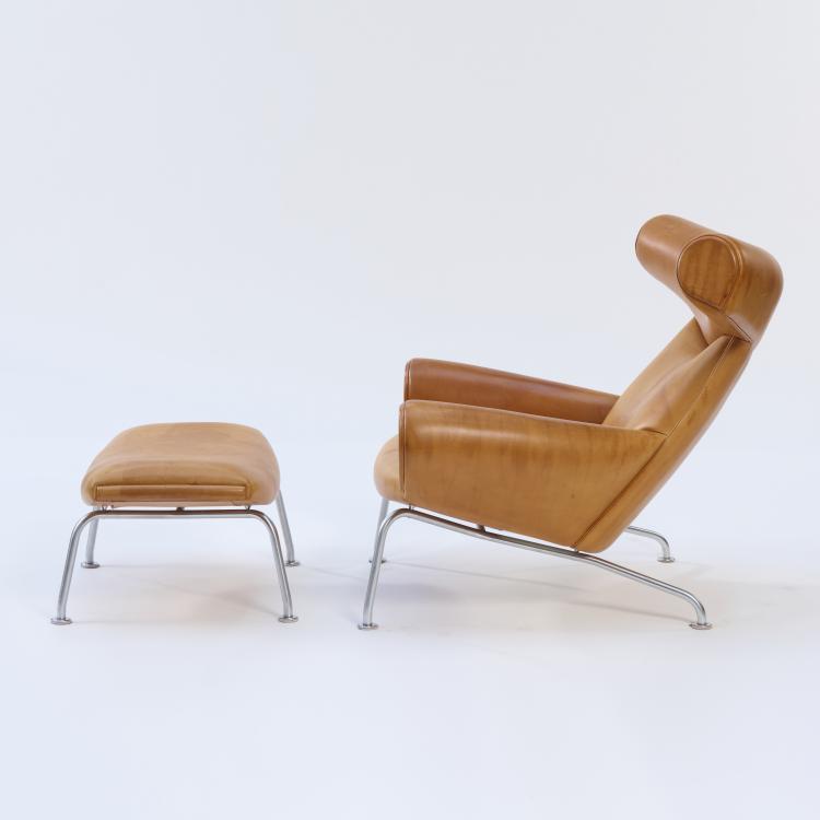 Bild 7 zu Objekt, Armlehnsessel 'Ox chair' mit Ottoman, 1960, Hans J. Wegner, J&oslash;rgensen, Erik, M&oslash;belfabik A/S, Svendborg, 169A 159