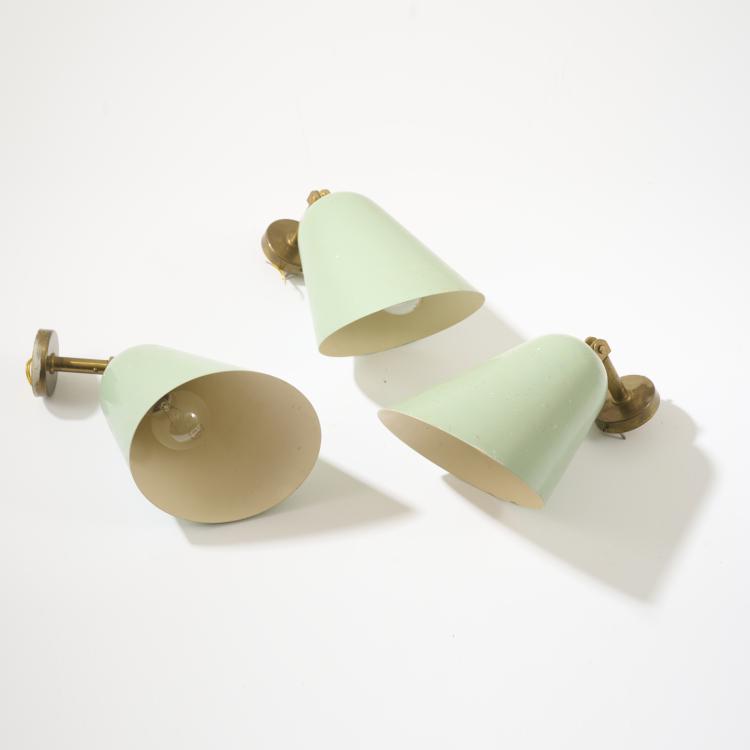 Bild 1 zu Objekt, Drei Wandleuchten, um 1950, Italien, 169C 577