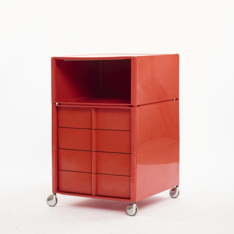 Hauptbild zu Objekt, Small cabinet on wheels from the 'Square Plastic System', c. 1969, Joe Colombo, Elco, Scorz&egrave;, 169B 274