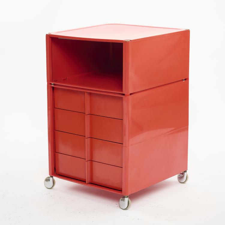Bild 2 zu Objekt, Small cabinet on wheels from the 'Square Plastic System', c. 1969, Joe Colombo, Elco, Scorz&egrave;, 169B 274