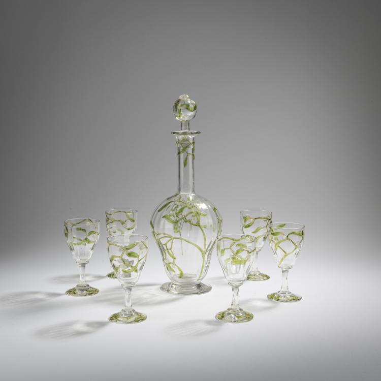 Hauptbild zu Objekt, Karaffe mit Gl&auml;sern 'Gui', um 1895, Edmond Lachenal, Daum Fr&egrave;res, Nancy, 168A 34