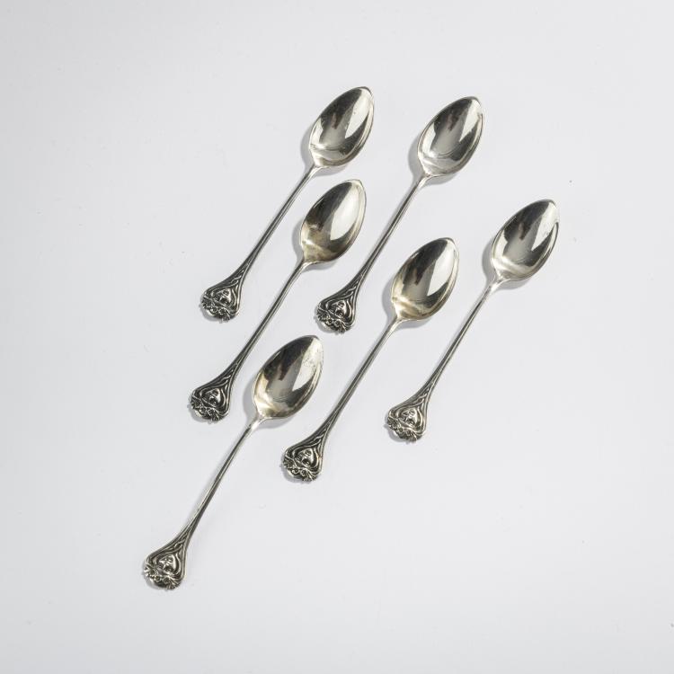 Bild 1 zu Objekt, Sechs Mokkal&ouml;ffel 'M&auml;dchenkopf', um 1900, Bruckmann & S&ouml;hne, Heilbronn, 168B 416