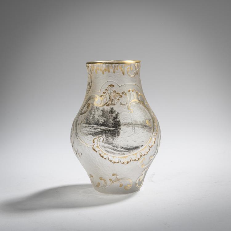 Hauptbild zu Objekt, Small vase 'Paysage lacustre', c. 1893, Daum Fr&egrave;res, Nancy, 168A 32