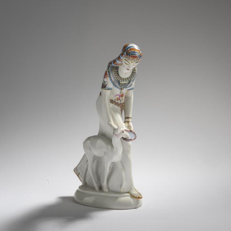 Hauptbild zu Objekt, 'Egyptian Woman with Deer' from the 'Wedding Parade', 1910, Adolph Amberg, Berlin, KPM, 168C 533