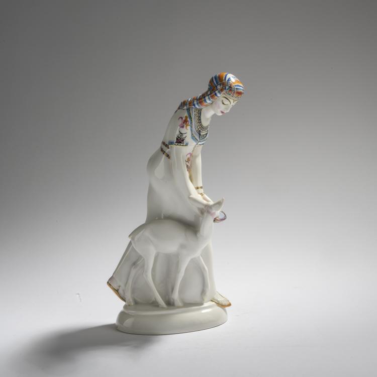 Bild 4 zu Objekt, 'Egyptian Woman with Deer' from the 'Wedding Parade', 1910, Adolph Amberg, Berlin, KPM, 168C 533